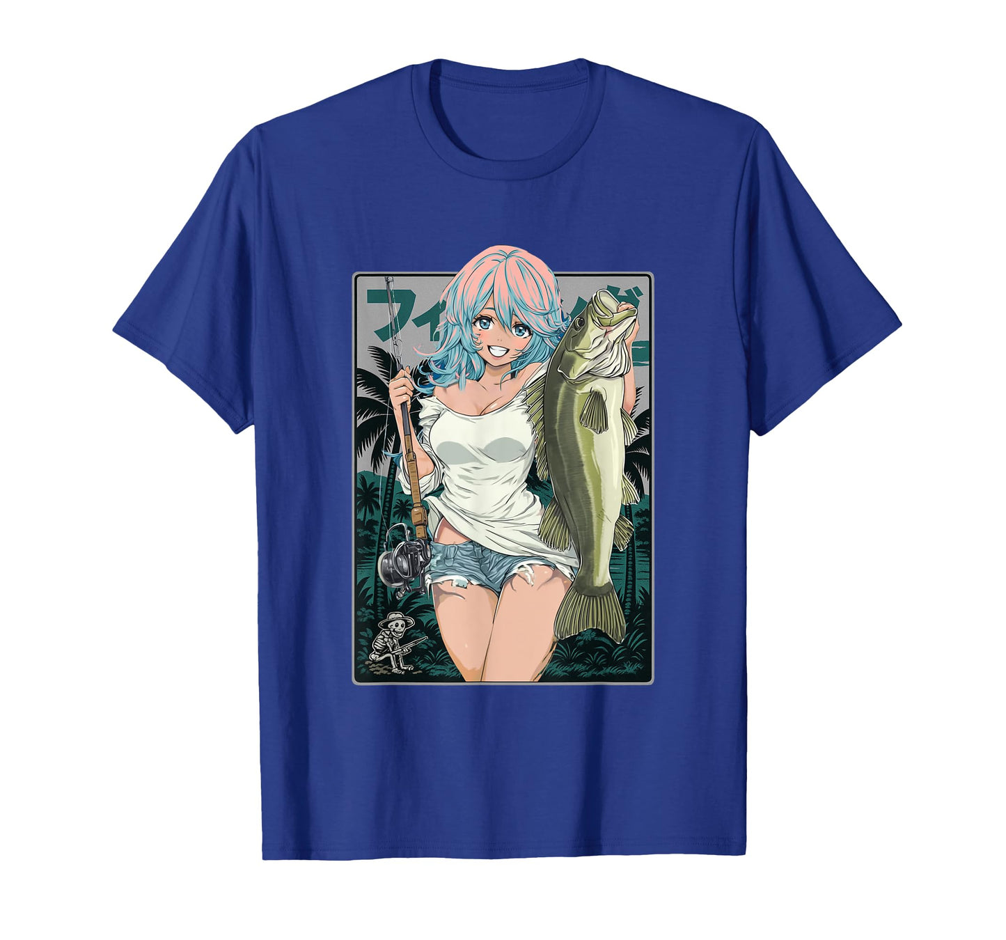 Sexy Anime Girl japanese Fisherman Girl Fishing Bass T-Shirt