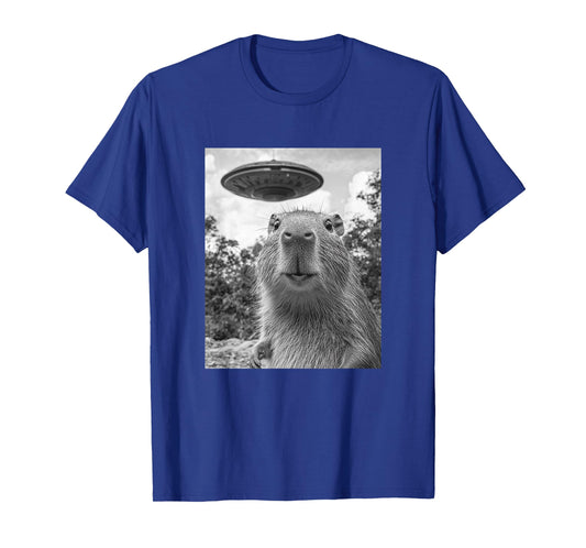 Funny Capybara Selfie with UFO T-Shirt