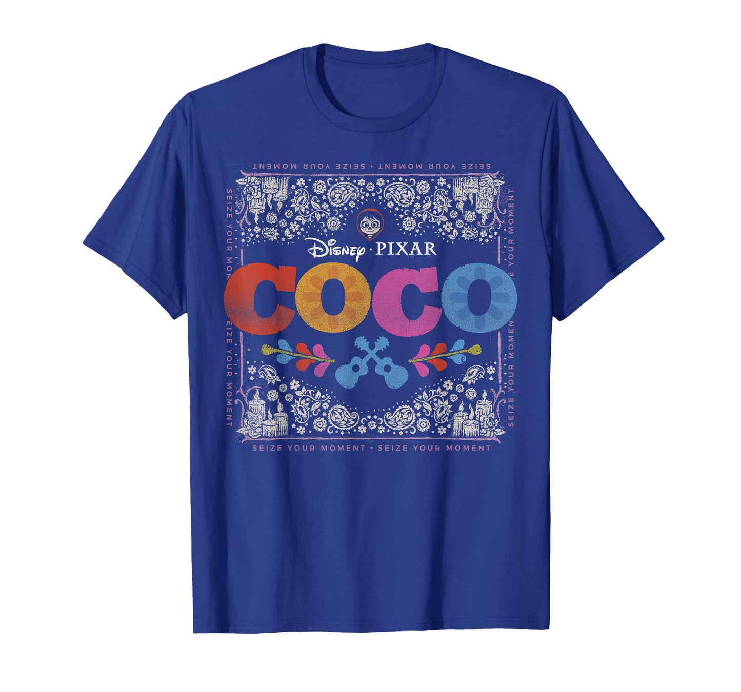 Disney Pixar Coco Colorful Square Floral Miguel T-Shirt T-Shirt