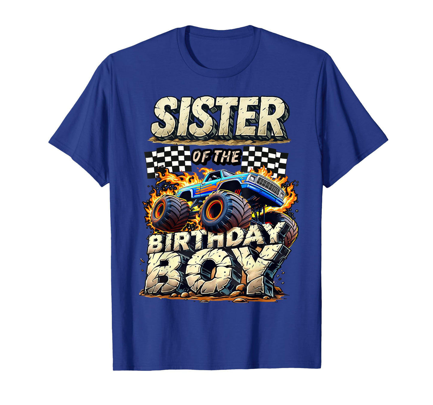 Sister Of The Birthday Boy Monster Truck Family Matching T-Shirt