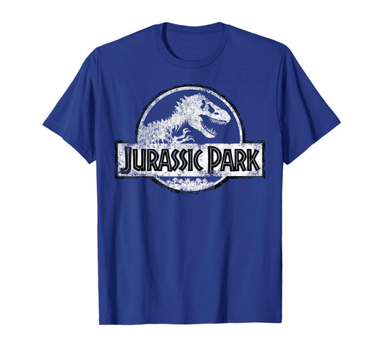 Jurassic Park White Distressed Circle Logo Graphic T-Shirt T-Shirt