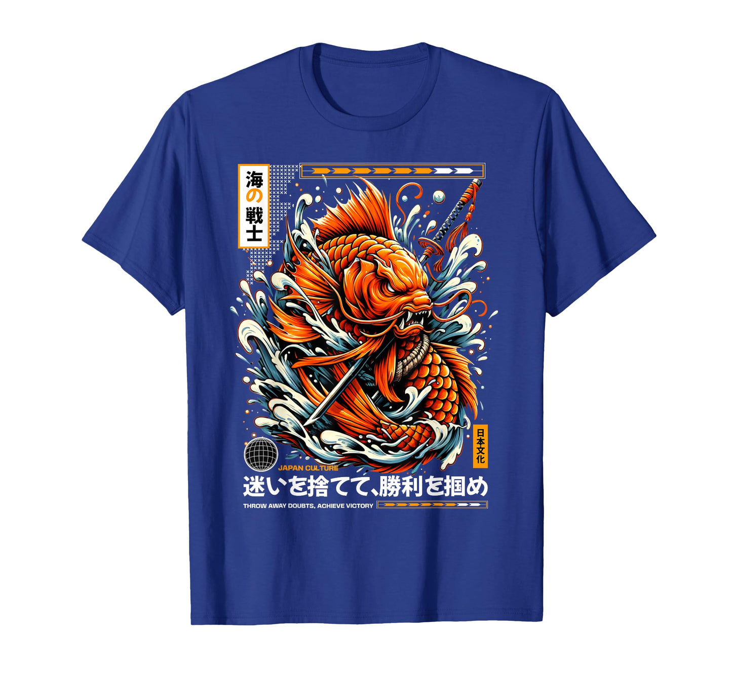 Japanese Tattoo Samurai Sword Koi Fish Men's Graphic Tee T-Shirt