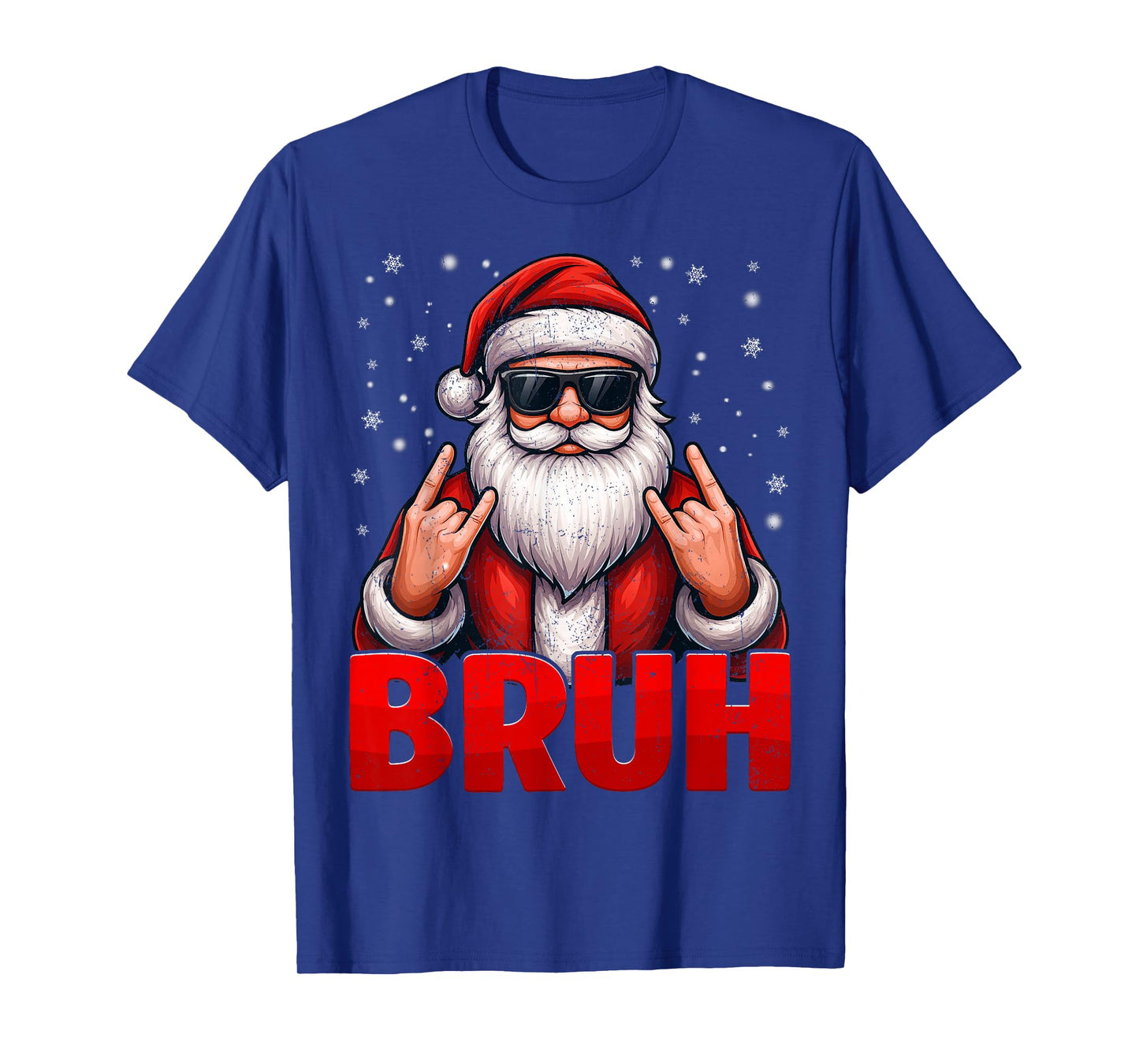 Bruh Santa Rock On Snowflake Christmas Xmas Mens Boys Tees T-Shirt