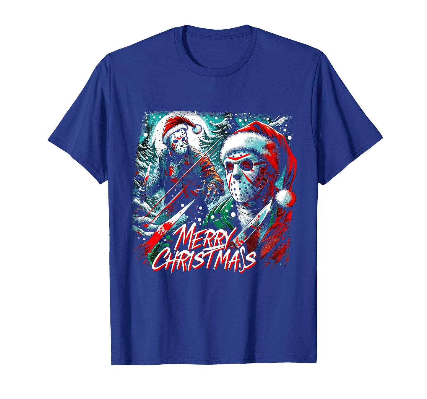 Merry Christmas Festive Slasher Candy Cane Menace T-Shirt