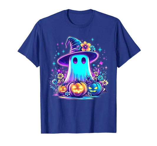 Pastel Galaxy Ghost Halloween Girl Kids Ghost Coquette Bow T-Shirt