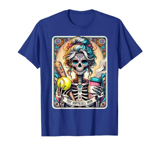 Softball Mom Tarot Card Skeleton Vintage Funny T-Shirt
