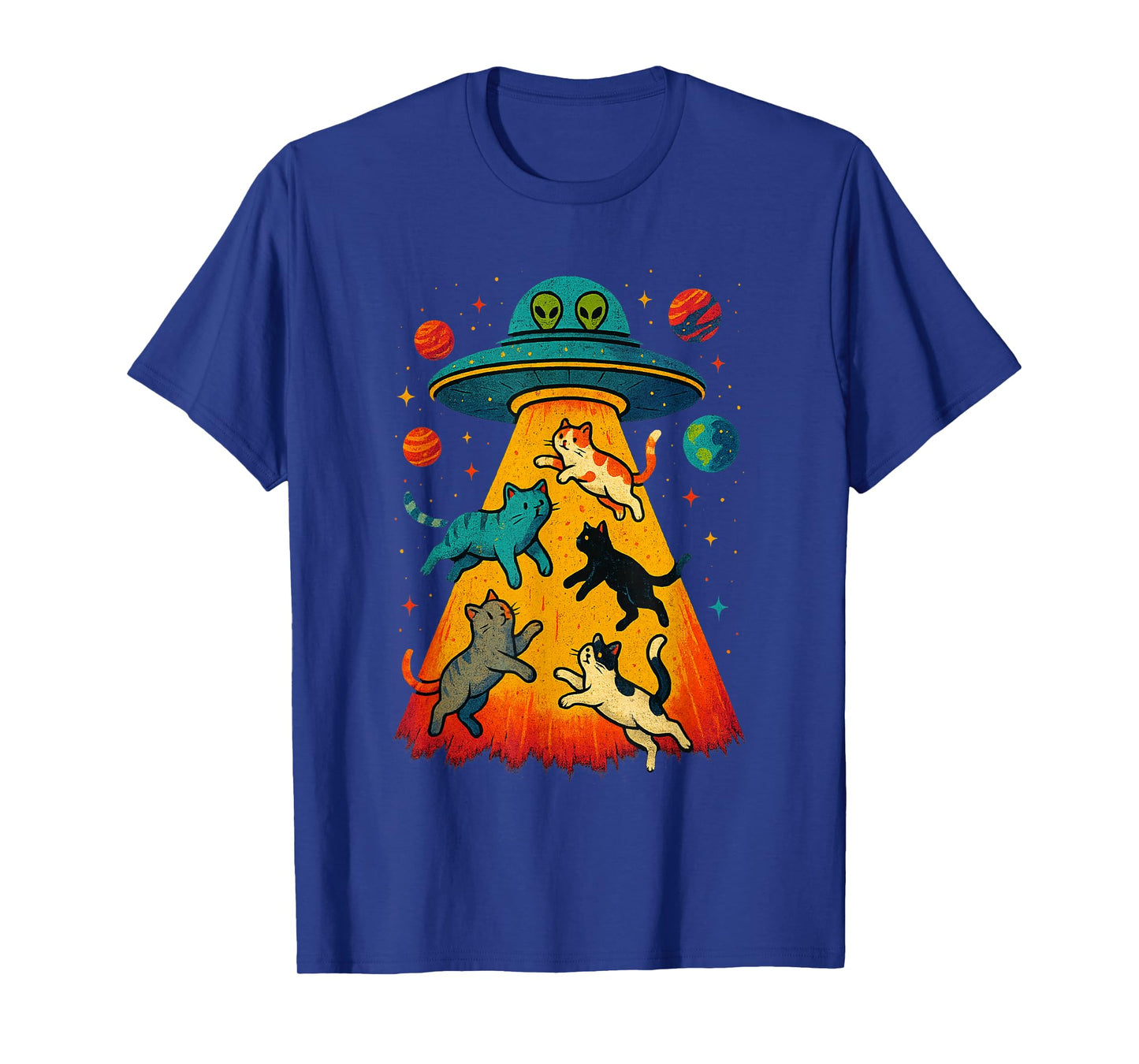 Alien Abduction Cats UFO Flying Saucer Space Girls Kid T-Shirt