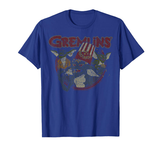 Gremlins Popcorn Bucket Distressed Group Shot T-Shirt