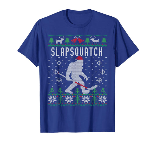Slapsquatch | Christmas Hockey Sasquatch | Bigfoot T-Shirt
