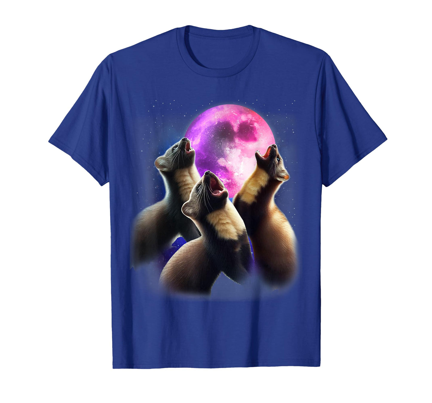 3 Marten Howling At The Moon Funny American Pine Marten Kids T-Shirt