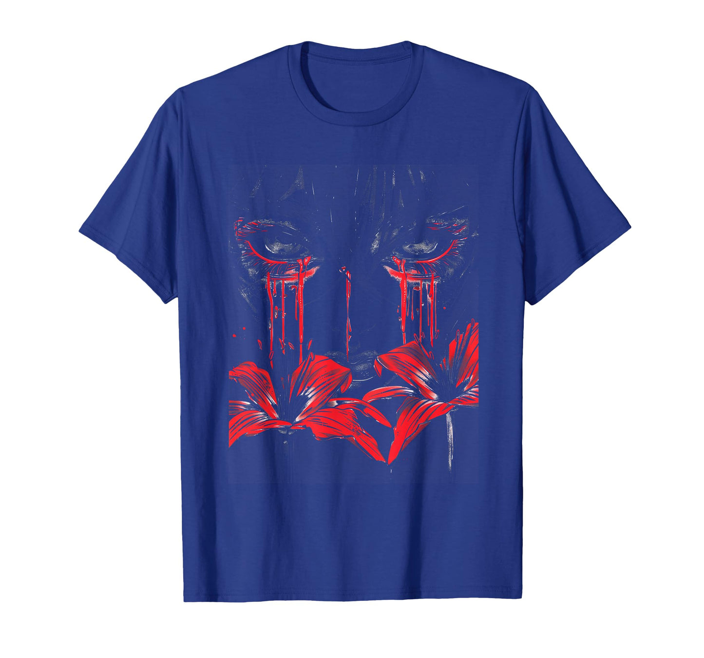Anime Goth Sad Red Emo Art Flowers Tears Edgy Beauty T-Shirt