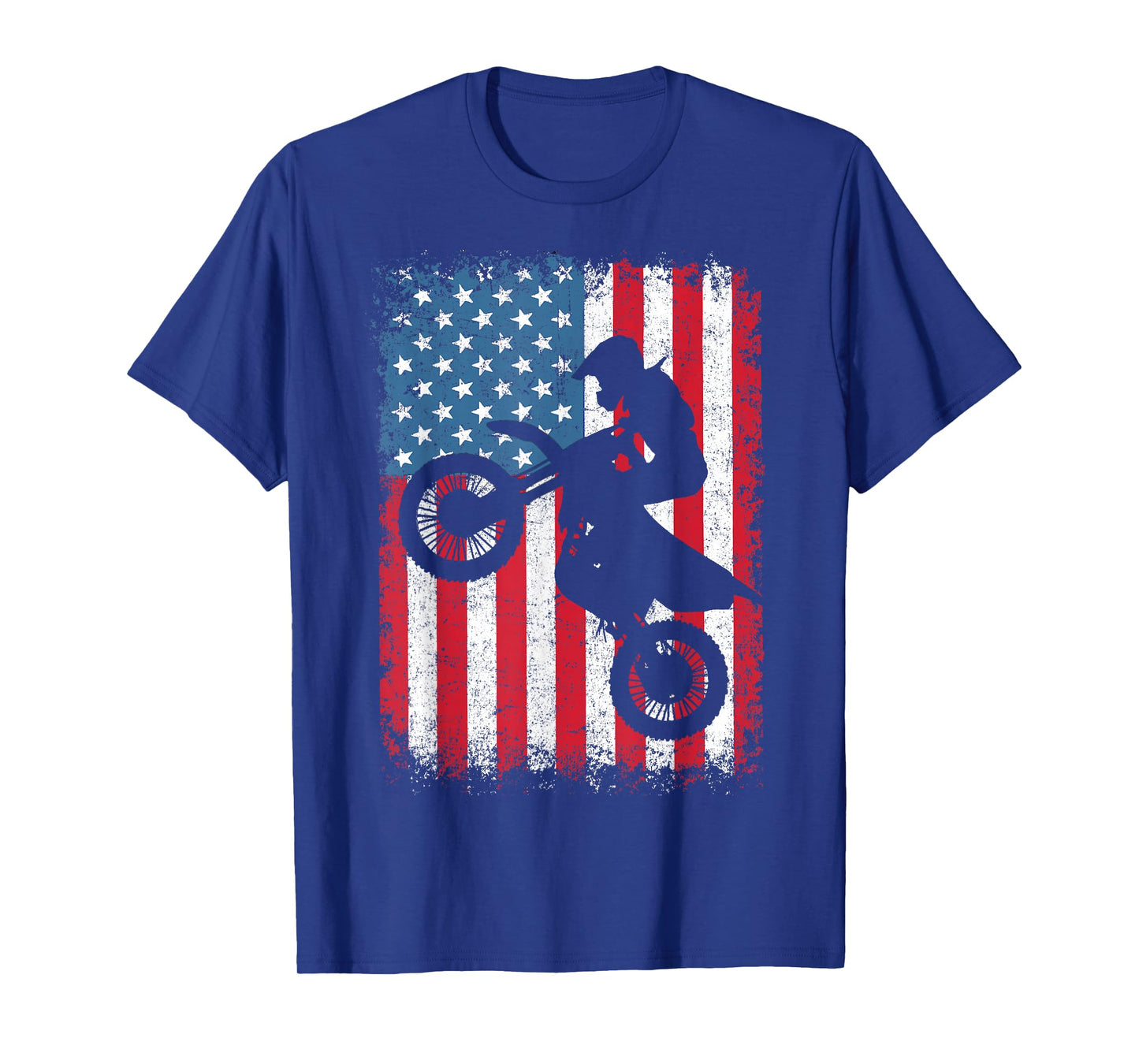 Dirt Bike Motocross Biker American Flag 4th of July Boys Men T-Shirt