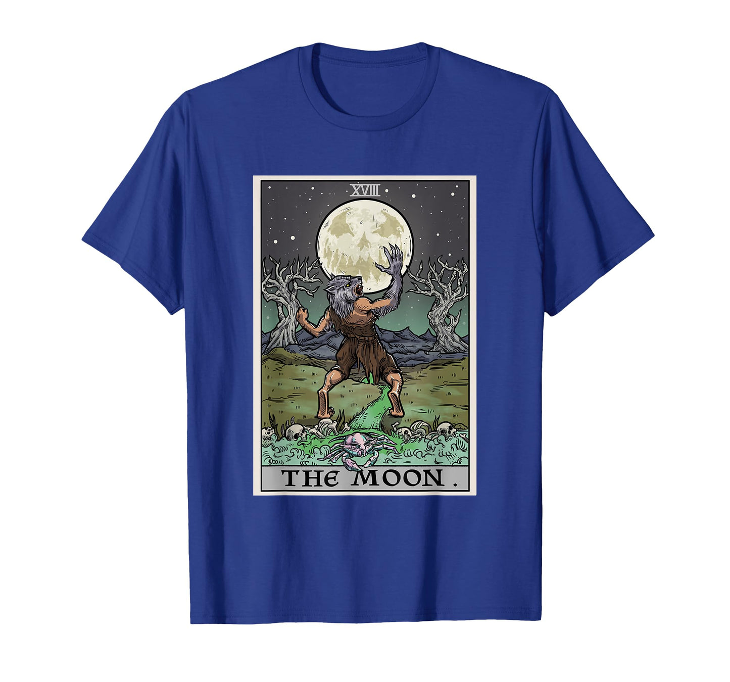 The Moon Tarot Card Halloween Werewolf Gothic Witch Horror T-Shirt