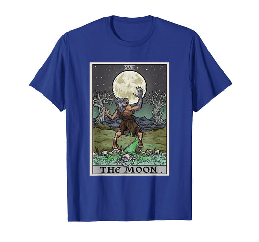The Moon Tarot Card Halloween Werewolf Gothic Witch Horror T-Shirt