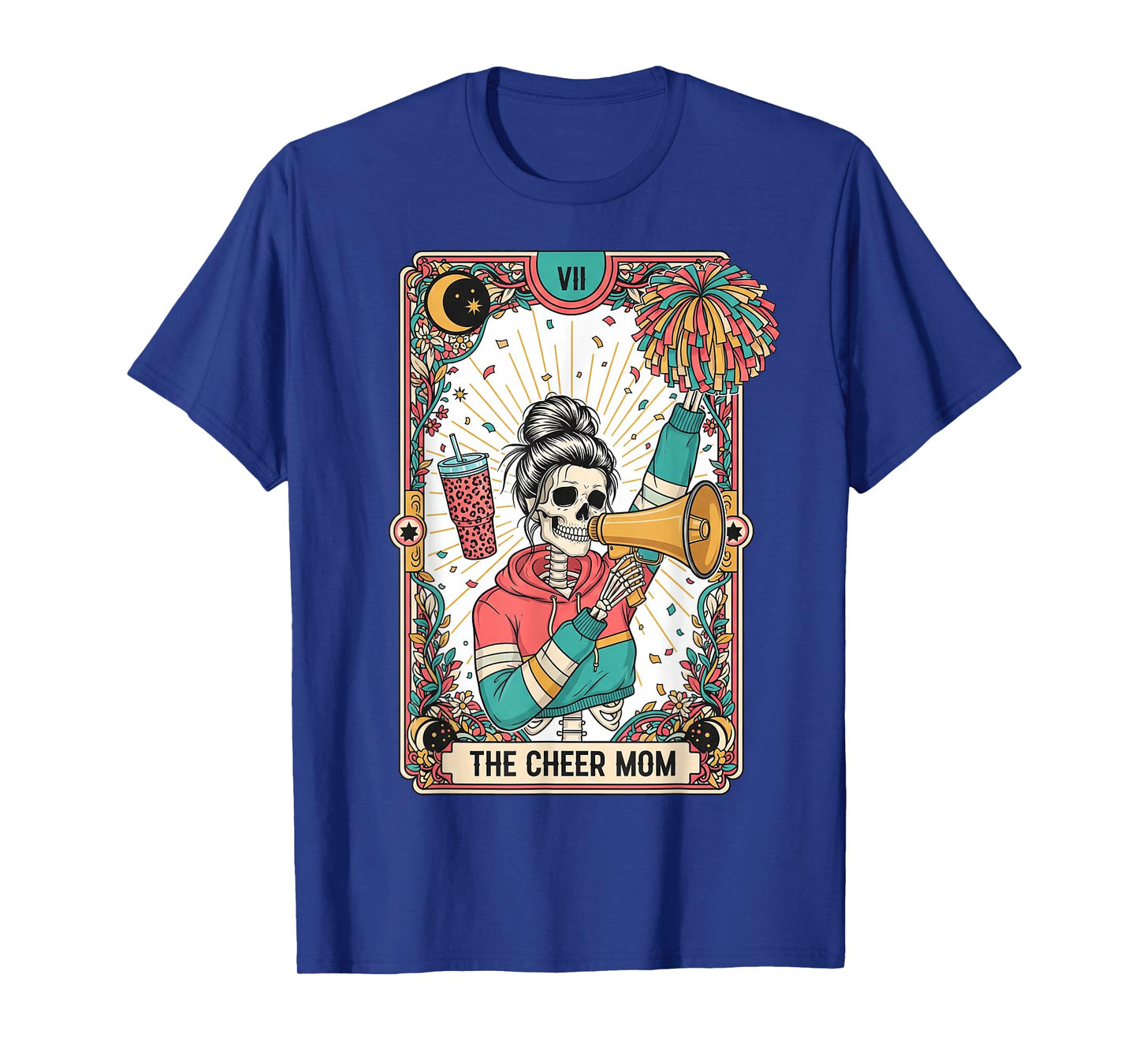 Tarot Card Gothic Cheer Mom Skeleton Funny Cheerleader Mama T-Shirt
