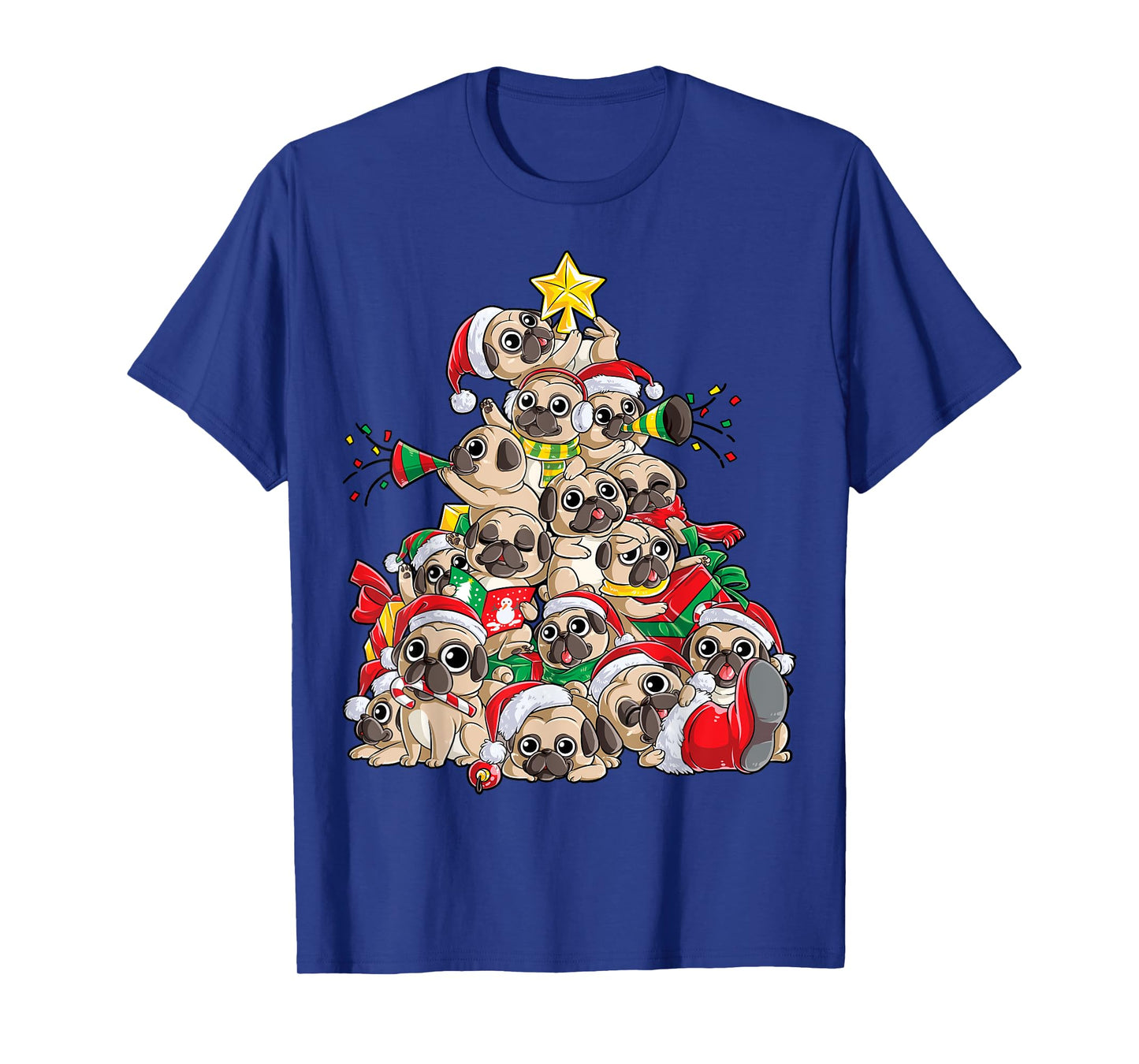 Pug Christmas Tree Dog Santa Xmas Boys Girls Merry Dogmas T-Shirt