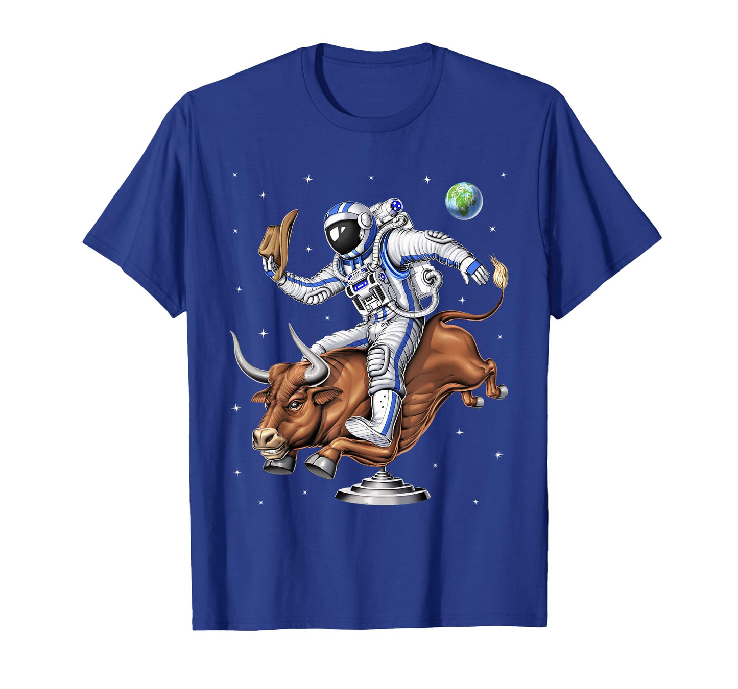Space Astronaut Cowboy Riding Rodeo Bull Western Country T-Shirt