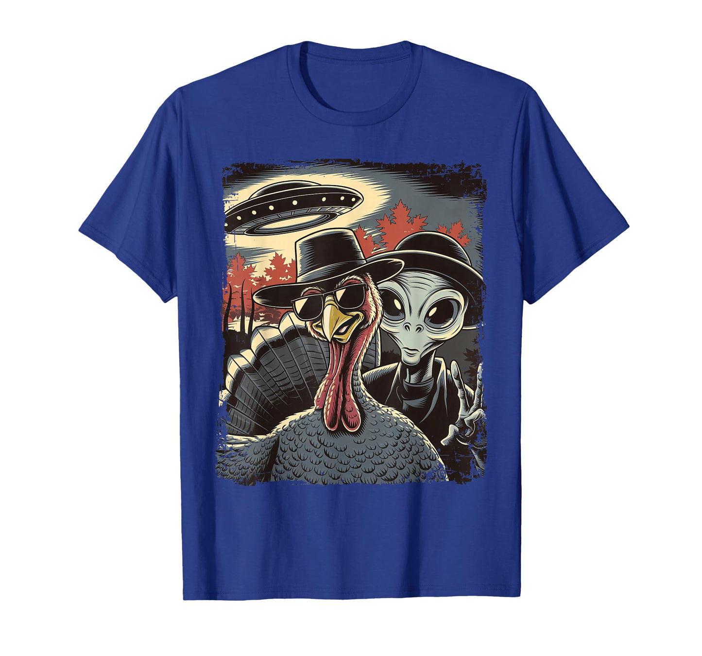 Alien Selfie With Turkey Thanksgiving Funny Photo UFO T-Shirt