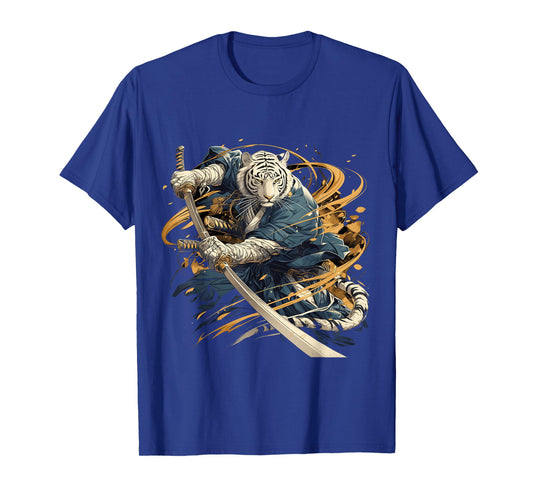 Japanese Art Tiger Ninja Ukiyo-e Anime Style Samurai Tiger T-Shirt
