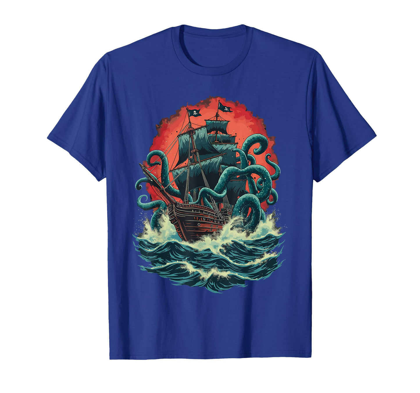 Pirate Ship Kraken Ocean Battle Giant Octopus Sea Monster T-Shirt