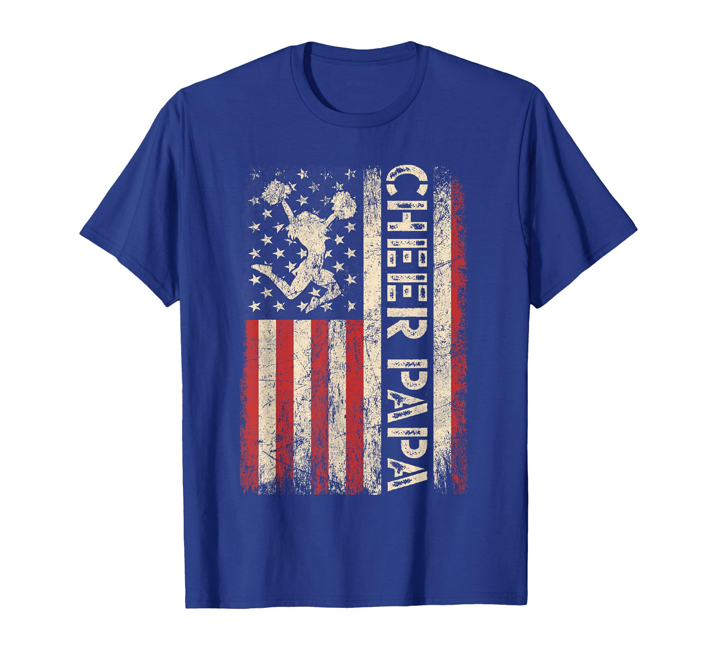 Cheer Papa Funny Cheer Dad Cheerleader Dad American US Flag T-Shirt