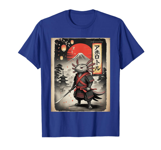 Axolotl Samurai Japanese Ukiyo-e Art Funny Vintage Japan T-Shirt