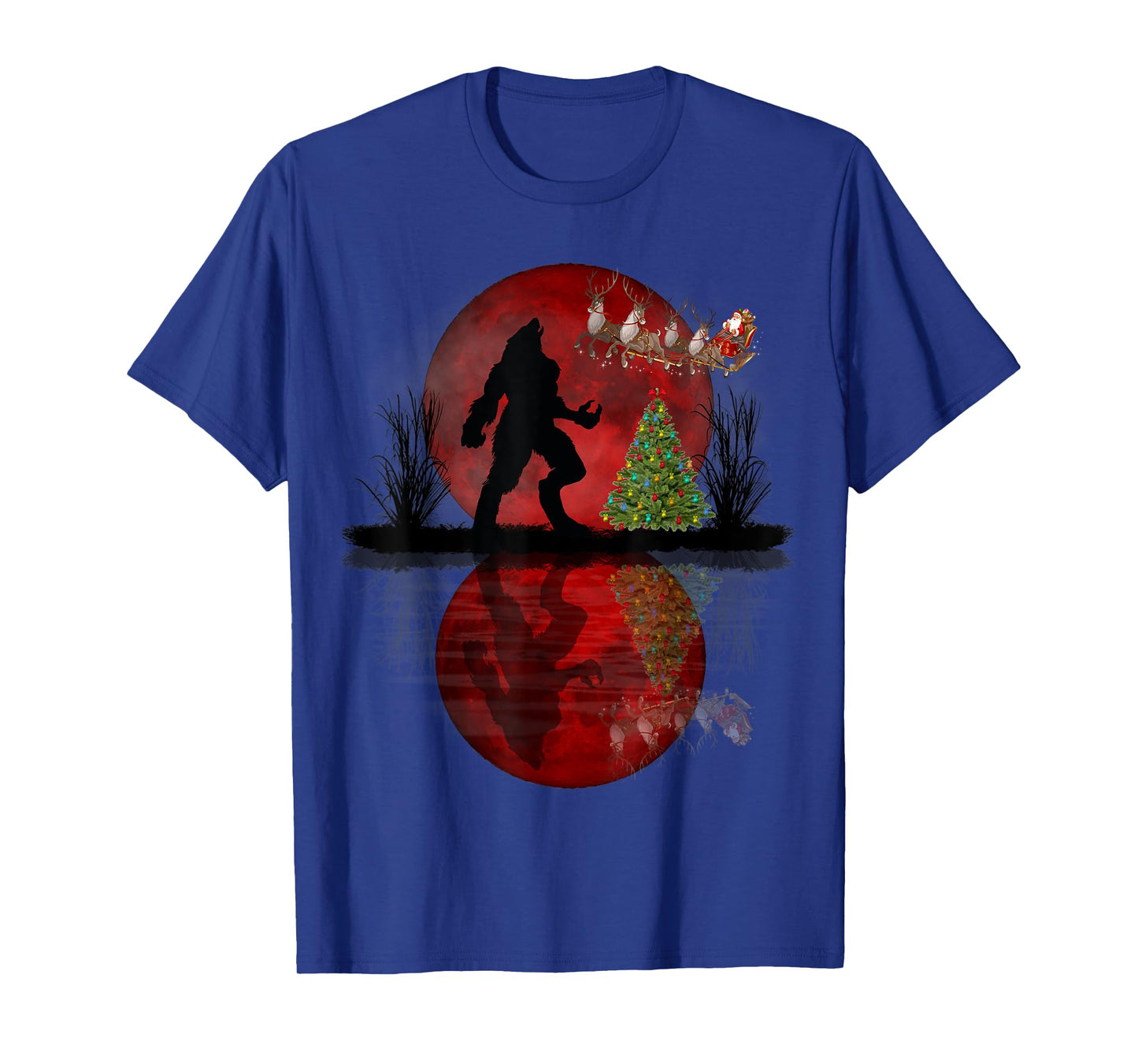 Funny Werewolf Christmas Santa Sleigh Reindeer Gifts T-Shirt
