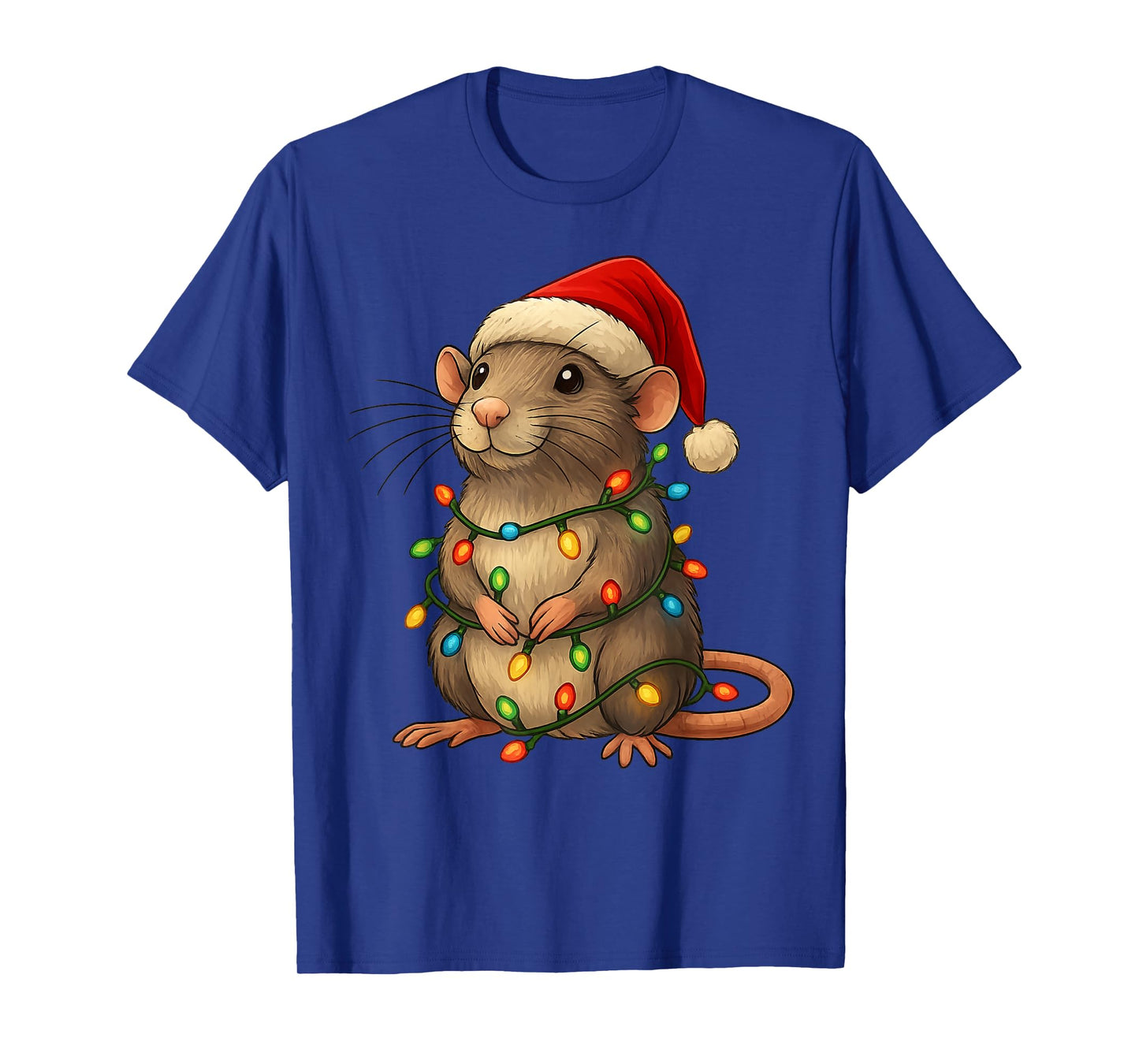 Rat Christmas Pajama Funny Xmas Lights Animals Lover Women T-Shirt