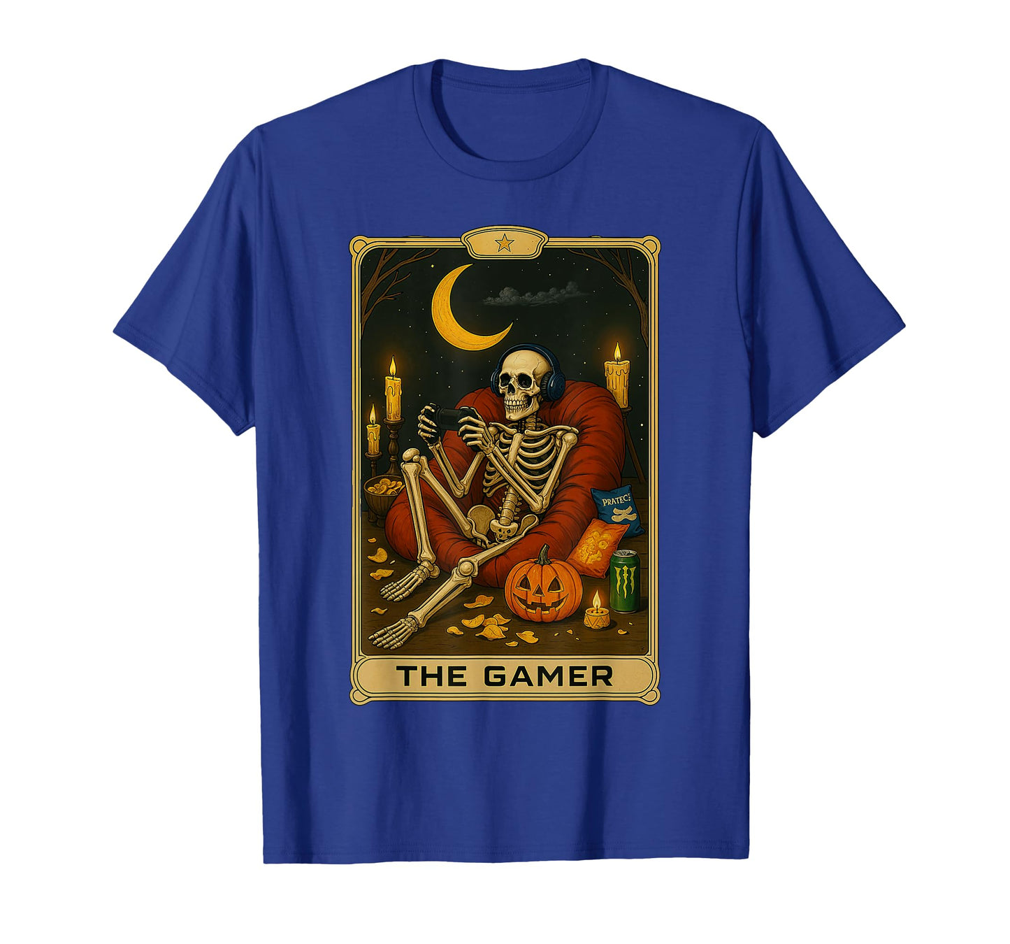 The Gamer Tarot Card Skeleton Halloween Gaming Graphic Tees T-Shirt