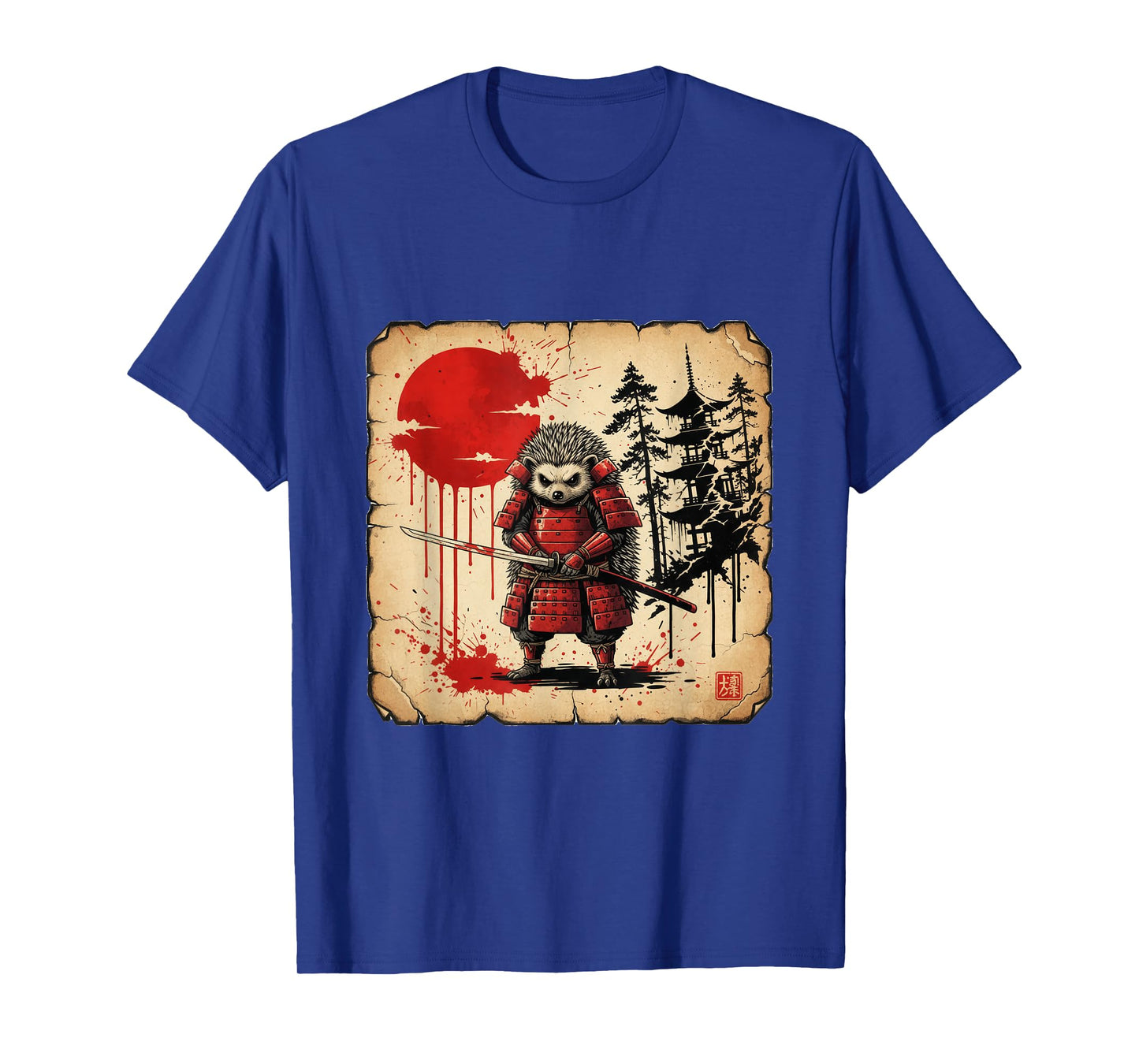 Samurai Hedgehog Warrior Dark Japanese Mythology Art T-Shirt