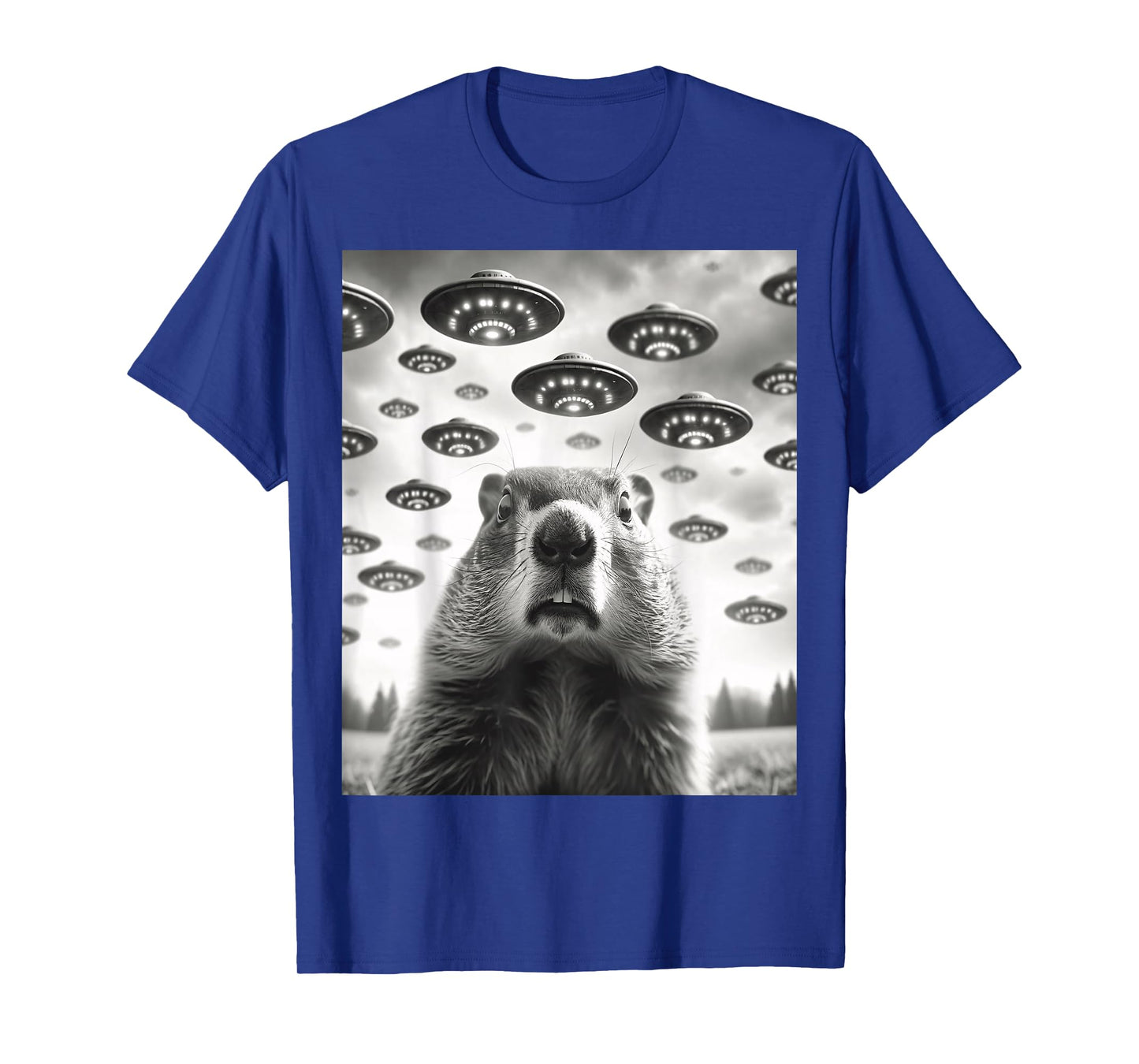 Funny Groundhog Selfie With Alien UFOs Weird Ground Hog Day T-Shirt