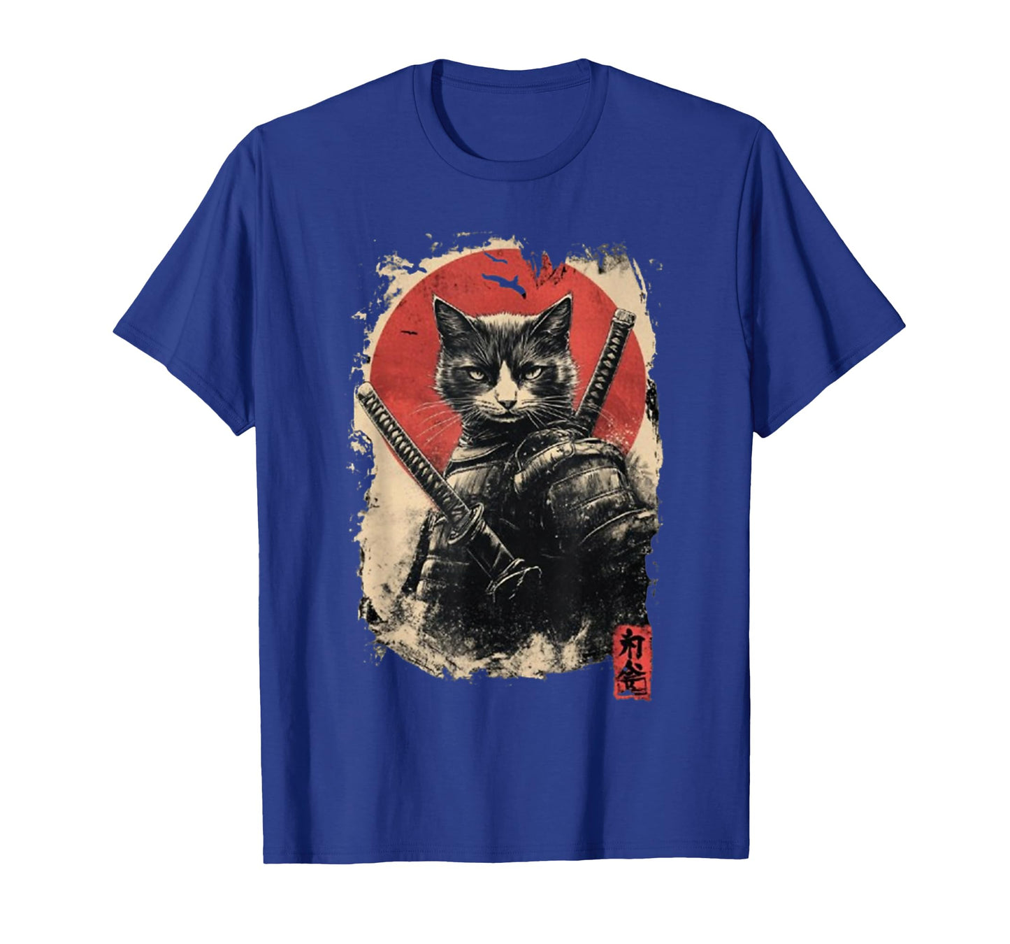 Vintage Japanese Art anime graphic samurai cat warrior T-Shirt for Men Women Girls Kids