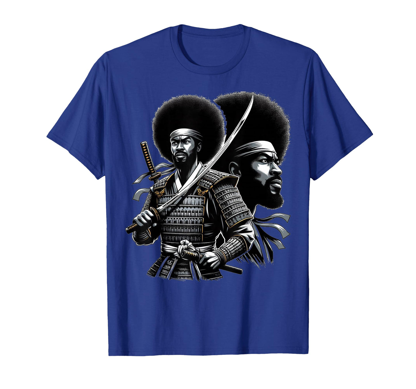 Afro American Samurai Anime Cartoon Japanese Bushido Warrior T-Shirt