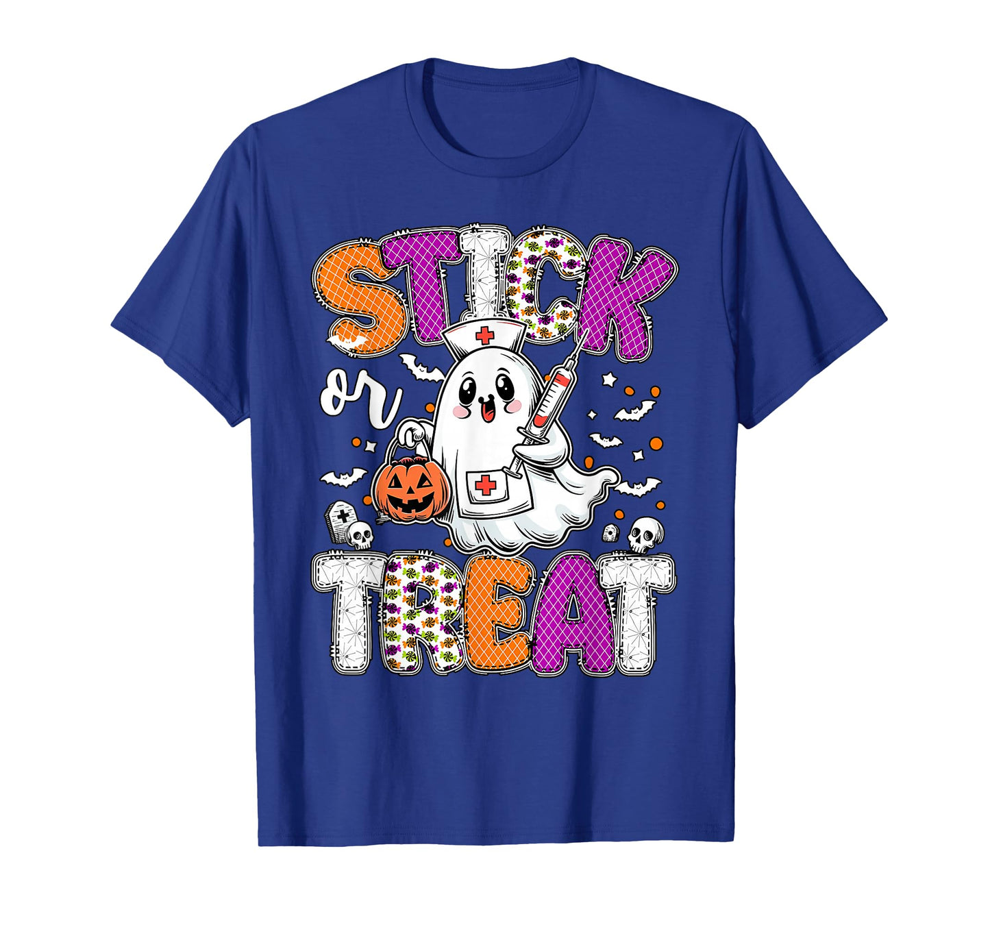 Stick Or Treat Ghost Phlebotomy Tech ER ICU Nurse Halloween T-Shirt