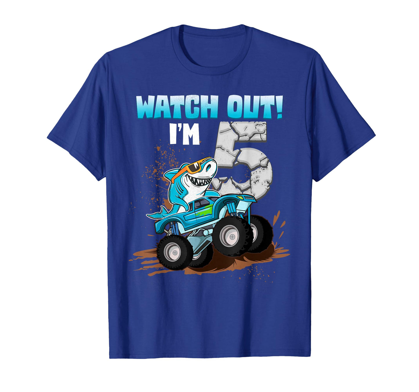 5 Years Old 5th Birthday Shark Boy Girl Monster Truck Gamer T-Shirt