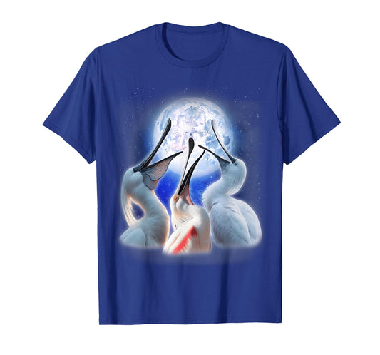 3 Spoonbills Howling At The Moon Funny Spoonbill Bird Lover T-Shirt