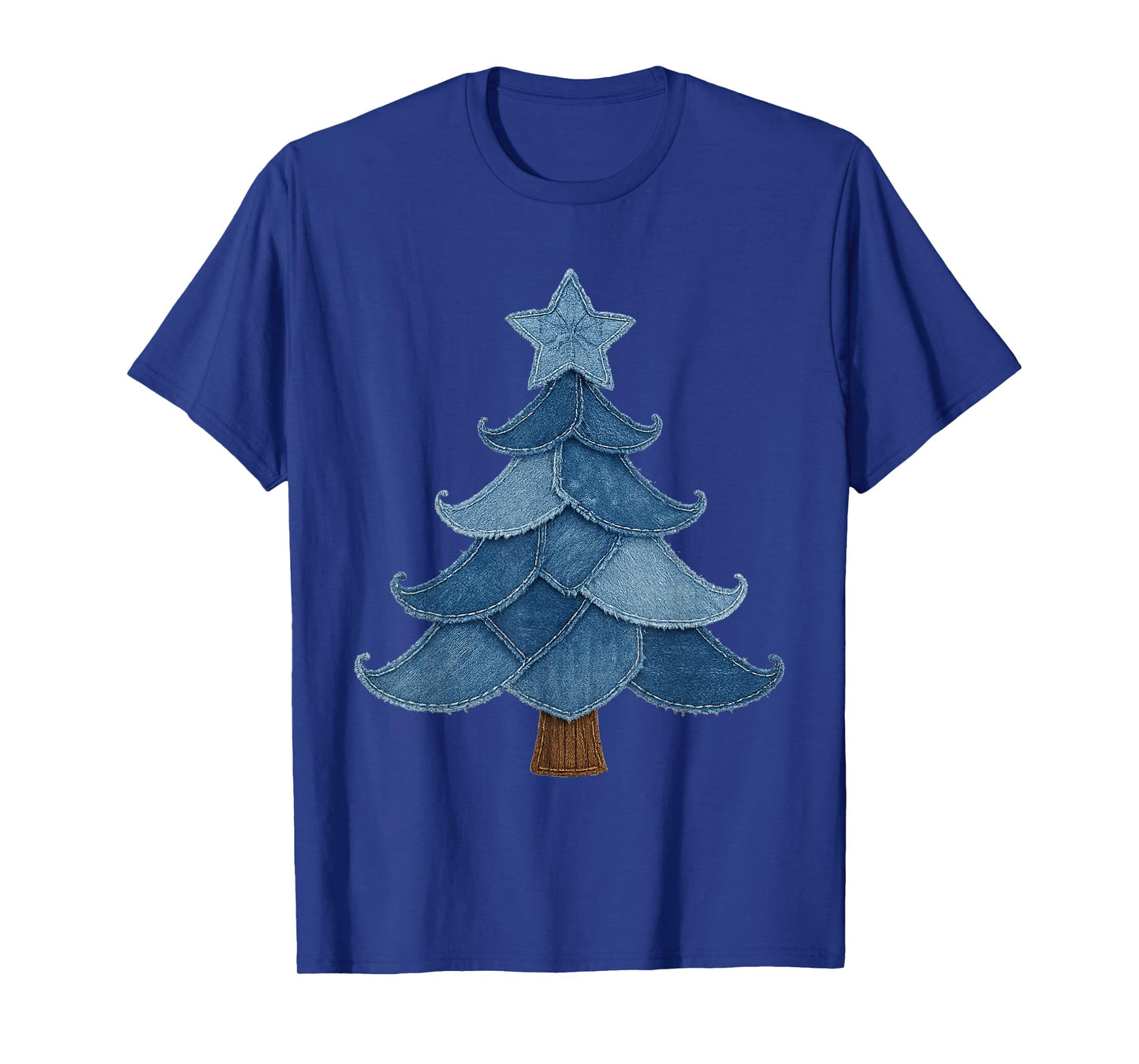 Retro Jean Patchwork Christmas Tree Rustic Country Xmas Tree T-Shirt