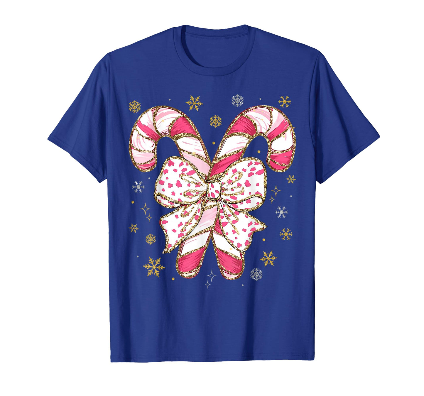 Cute Pink Coquette Bow Candy Cane Christmas Girls Women Kids T-Shirt