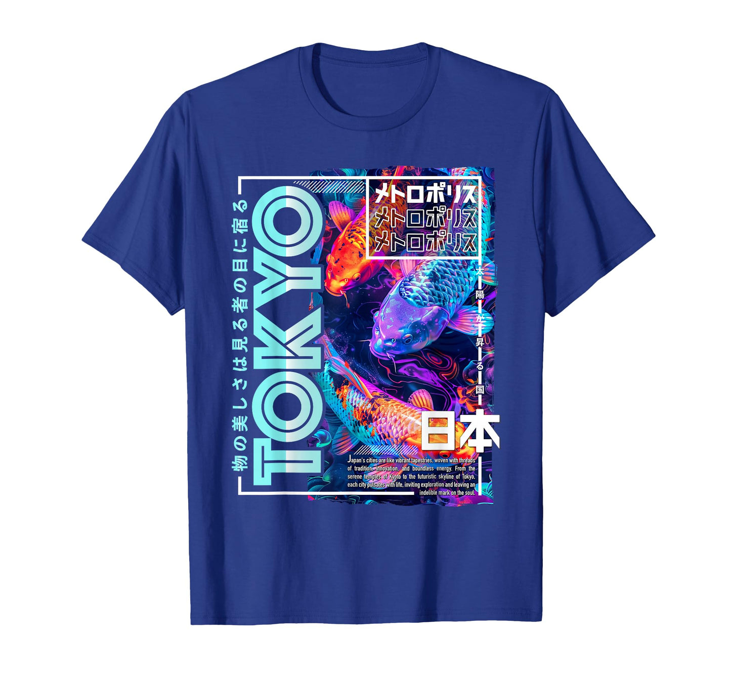 Tokyo City 80s Synthwave Koi Carp Japan Tokyo T-Shirt