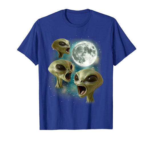 Three Alien Moon | 3 Alien Funny Weird Cursed Meme T-Shirt