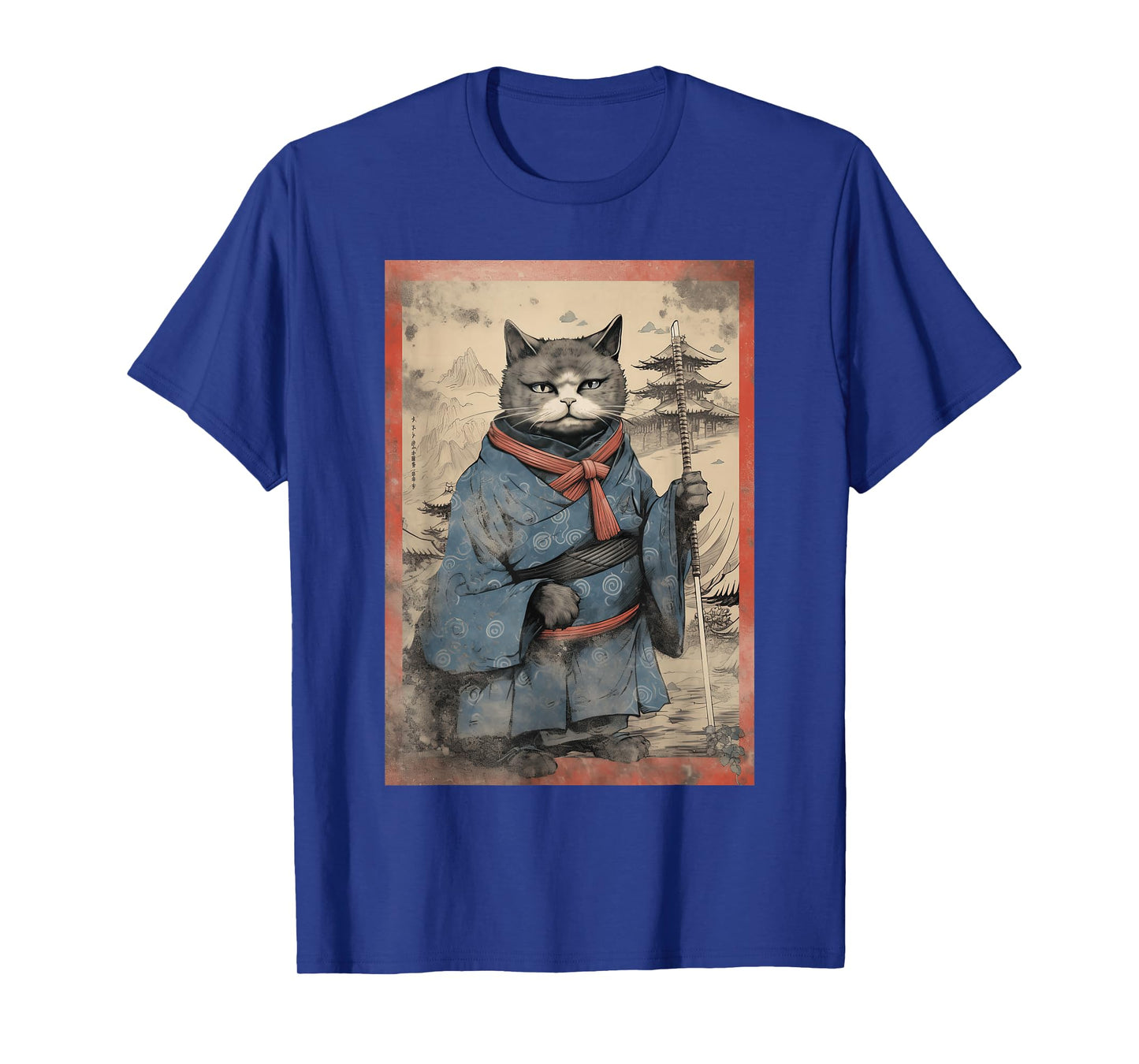 Japanese Art Cat Ninja Ukiyo-E Anime Style Samurai T-Shirt