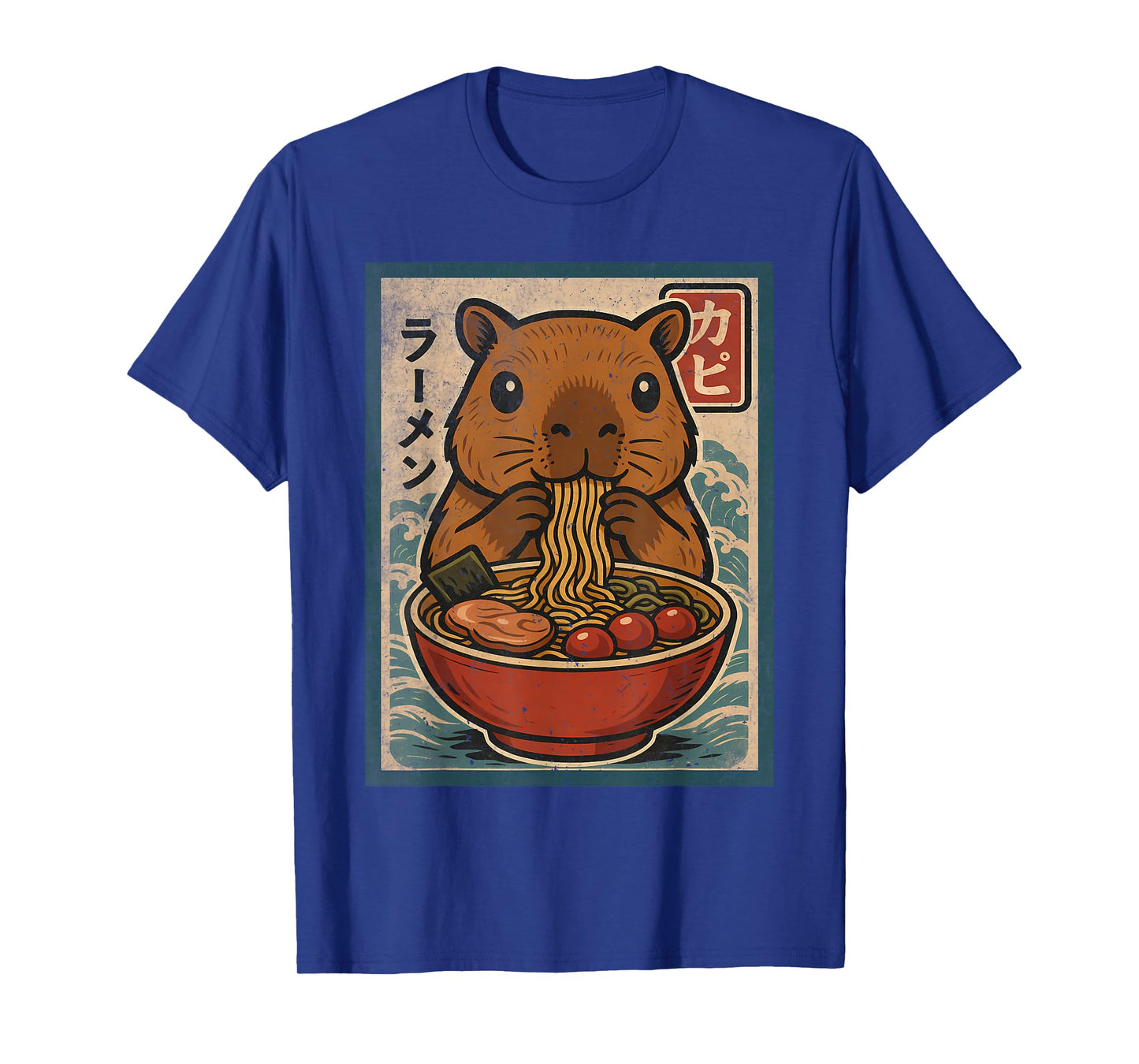 Kawaii Capybara Eating Ramen Noodles Cute Japanese Food T-Shirt