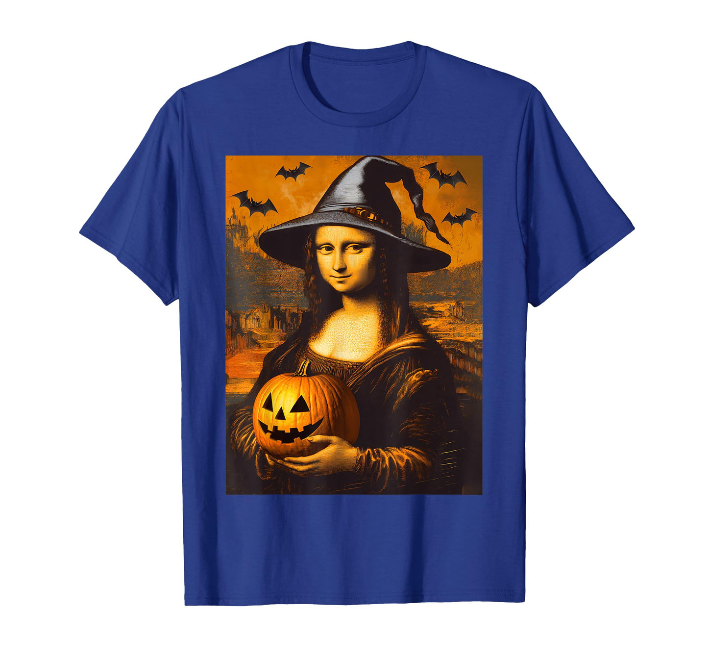 Scary Halloween Horror Mona Lisa Art Spooky Pumpkin Painting T-Shirt