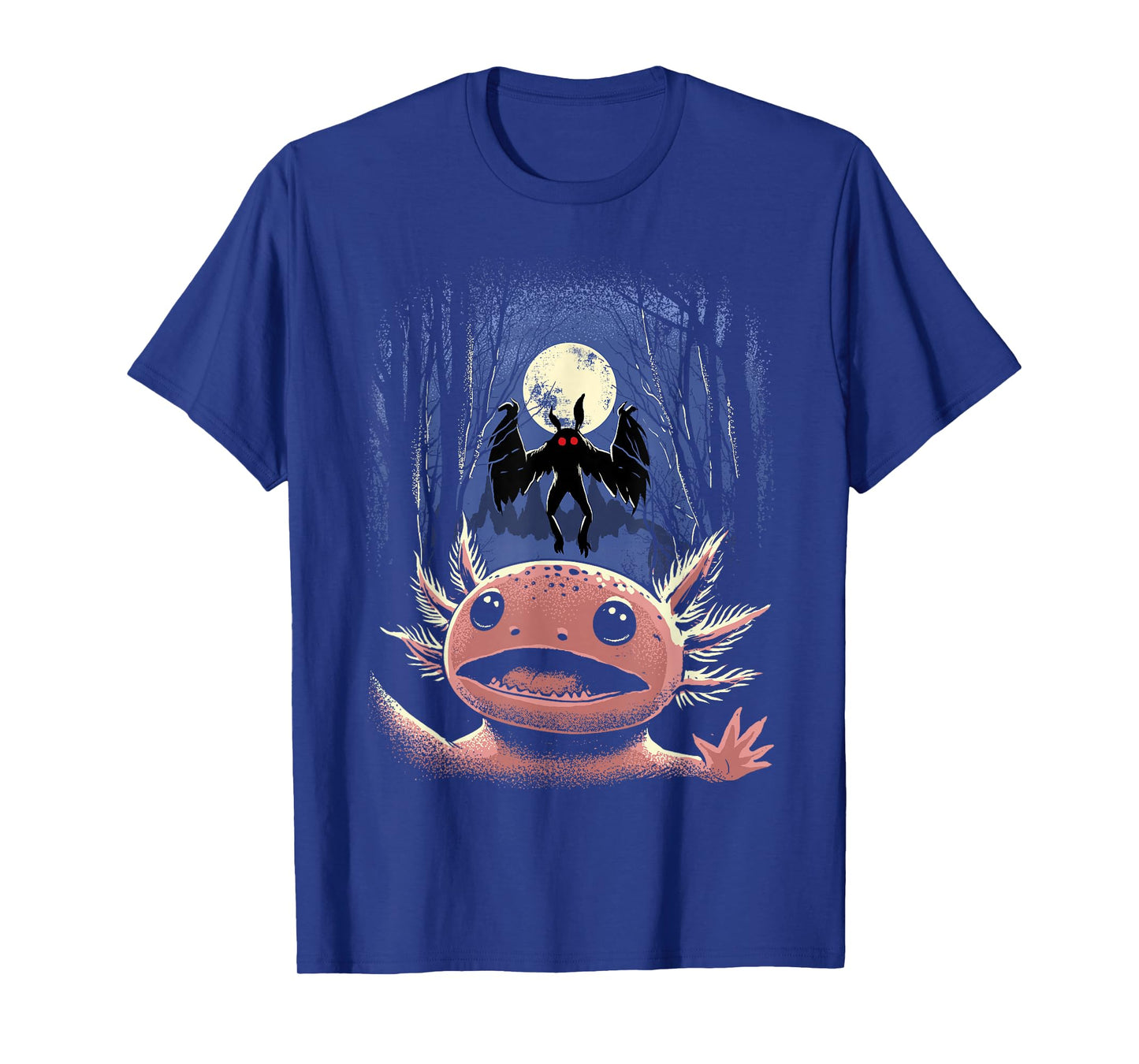 Scared Axolotl Selfie Axolotl With Mothman Monster Cryptid T-Shirt