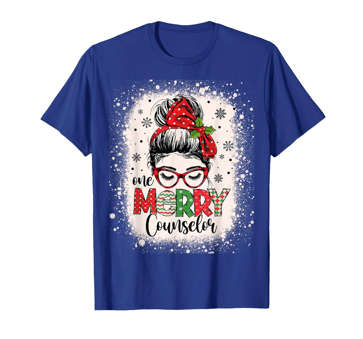 One Merry Counselor Messy Bun Christmas Counseling T-Shirt