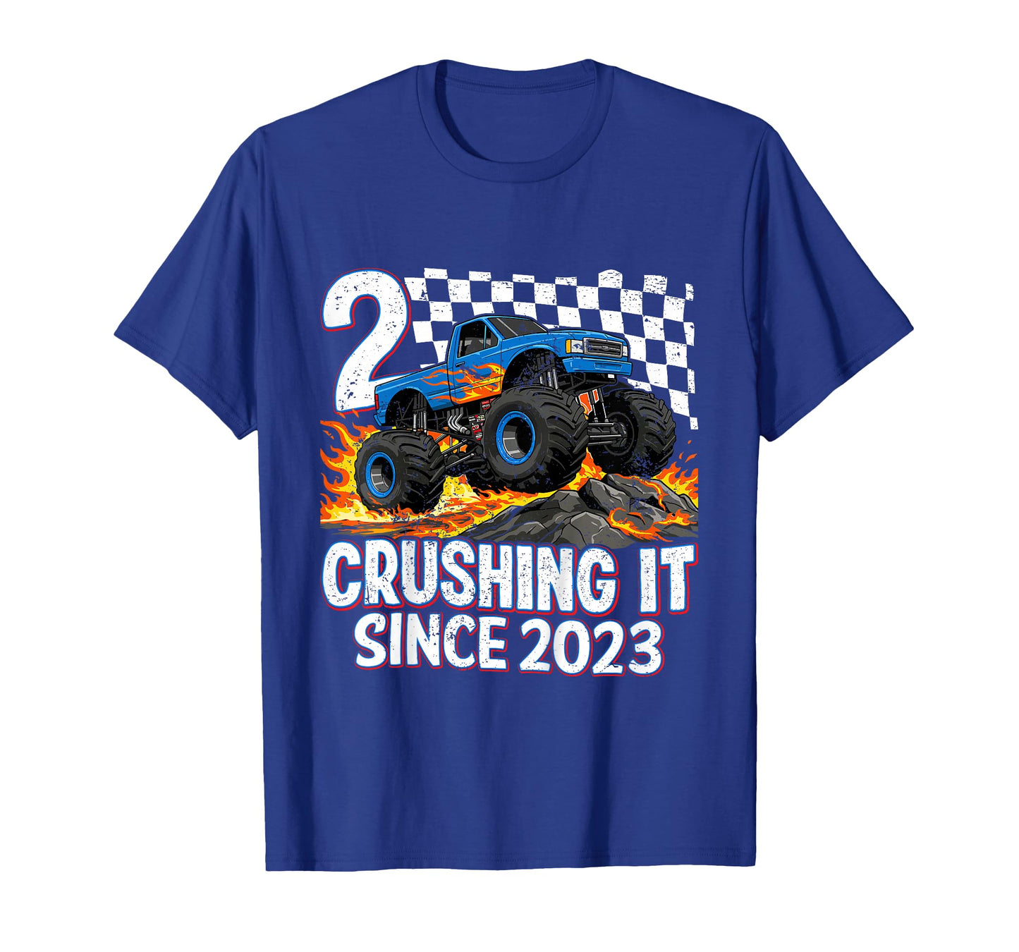 2nd Birthday Monster Truck 2 year Old Boys Party Born 2023 T-Shirt