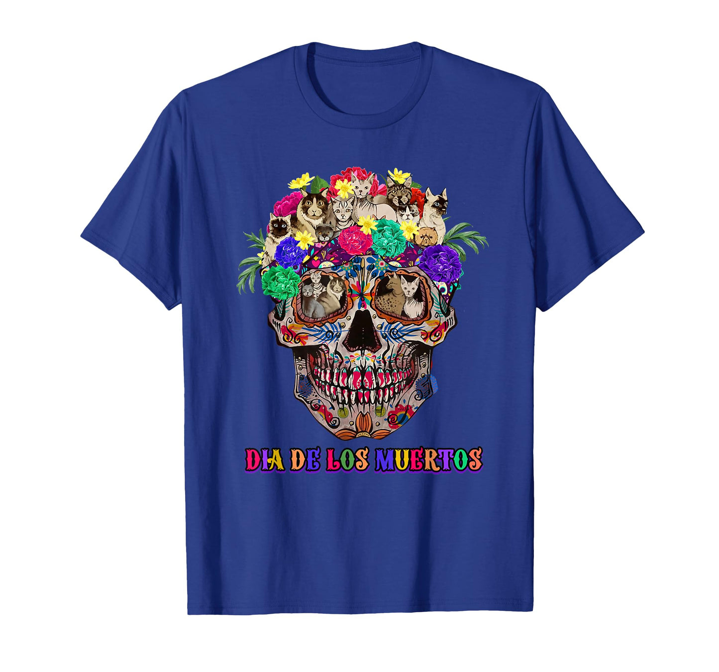 Dia De Los Muertos day of the-dead cat sugar skull T-Shirt