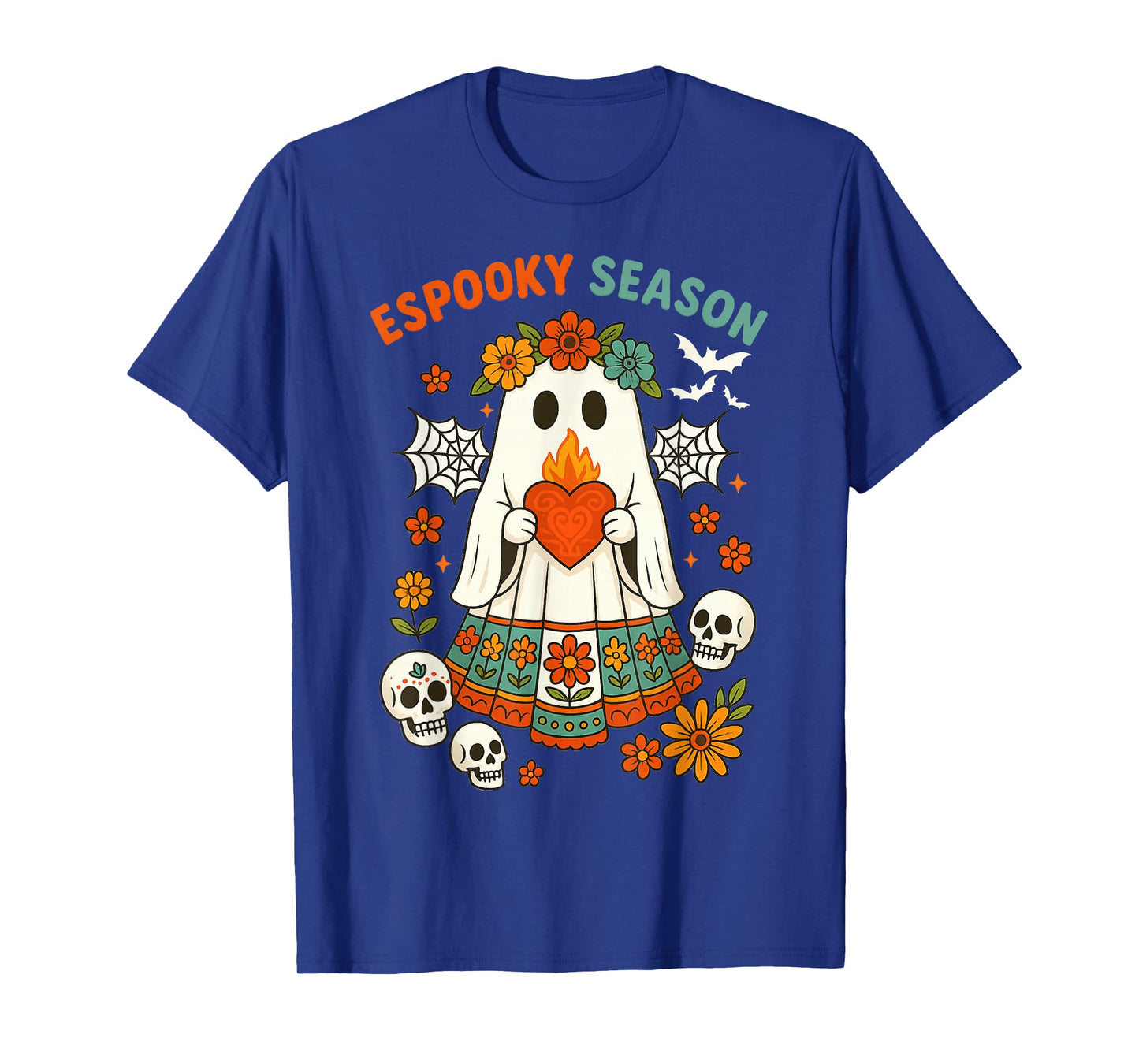 Spooky Season Mexican Ghost Flowers Funny Halloween Boo T-Shirt