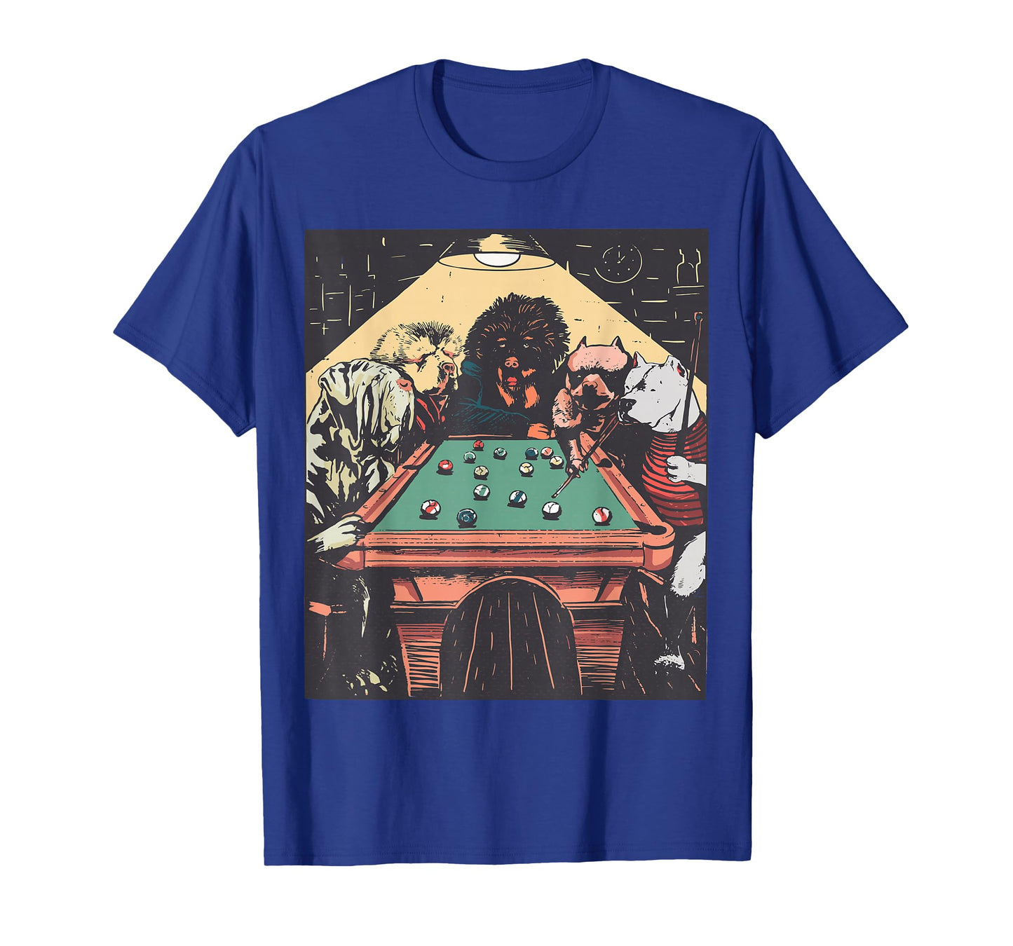 GAME NIGHT TIME DOGS ON BILLIARDS POOL TABLE SHOOTING 8 BALL T-Shirt