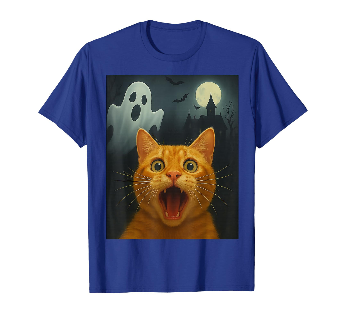 Cat Selfie with Ghost, Funny Cat Lovers Design T-Shirt